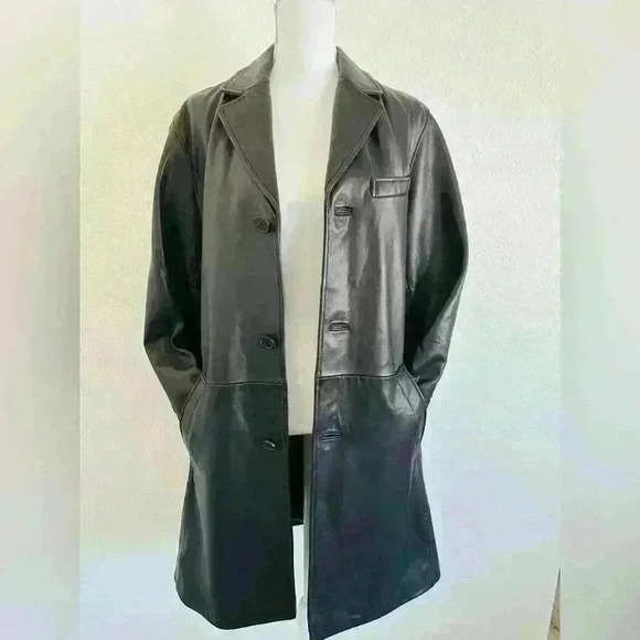 Pelle Studio Women’s Long Button Down Leather Jacket  Size Small - Picture 2 of 15